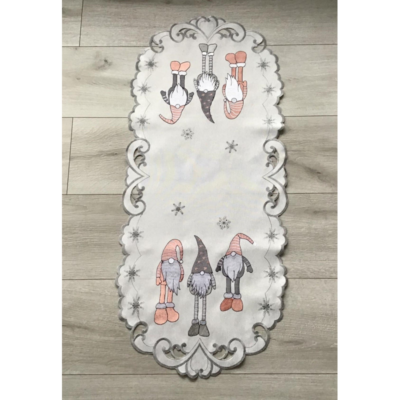 Bieżniki /Serwety Świąteczne Białe Z Haftem Krasnale