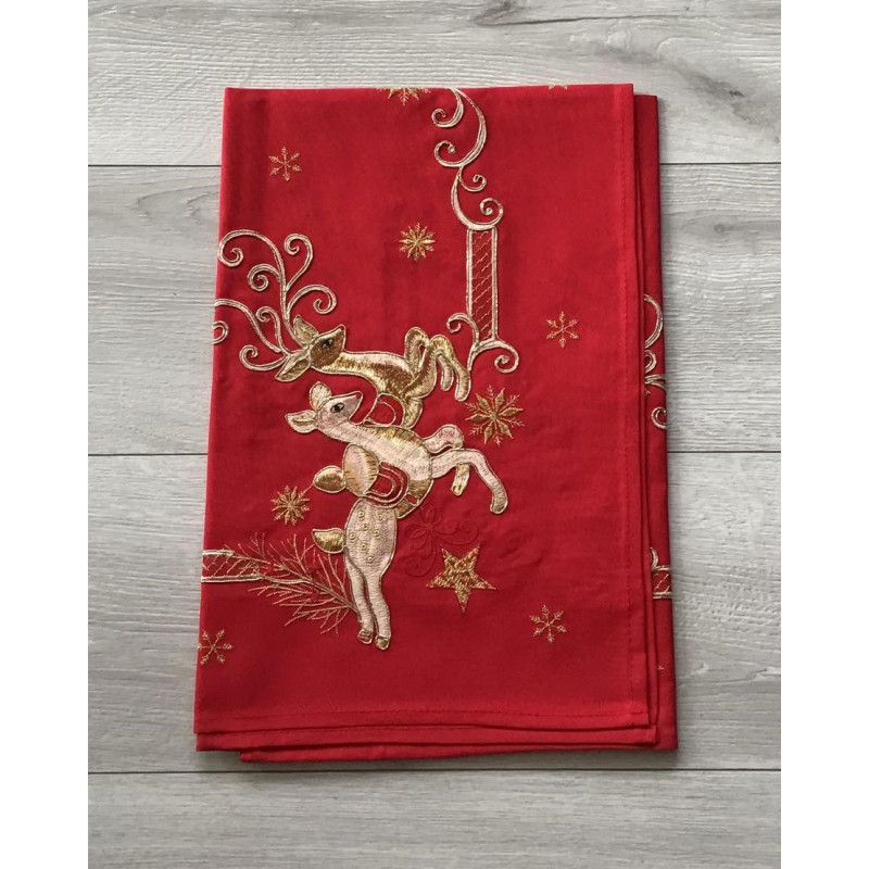 Bieżniki /Serwety Świąteczne Czerwone Ze Złotym Haftem