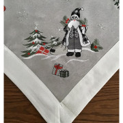 Bieżniki /Serwety Świąteczne Szare Z Haftem I Srebrną Lamówką