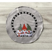 Serweta Okrągła Szara Haftowana Krasnale