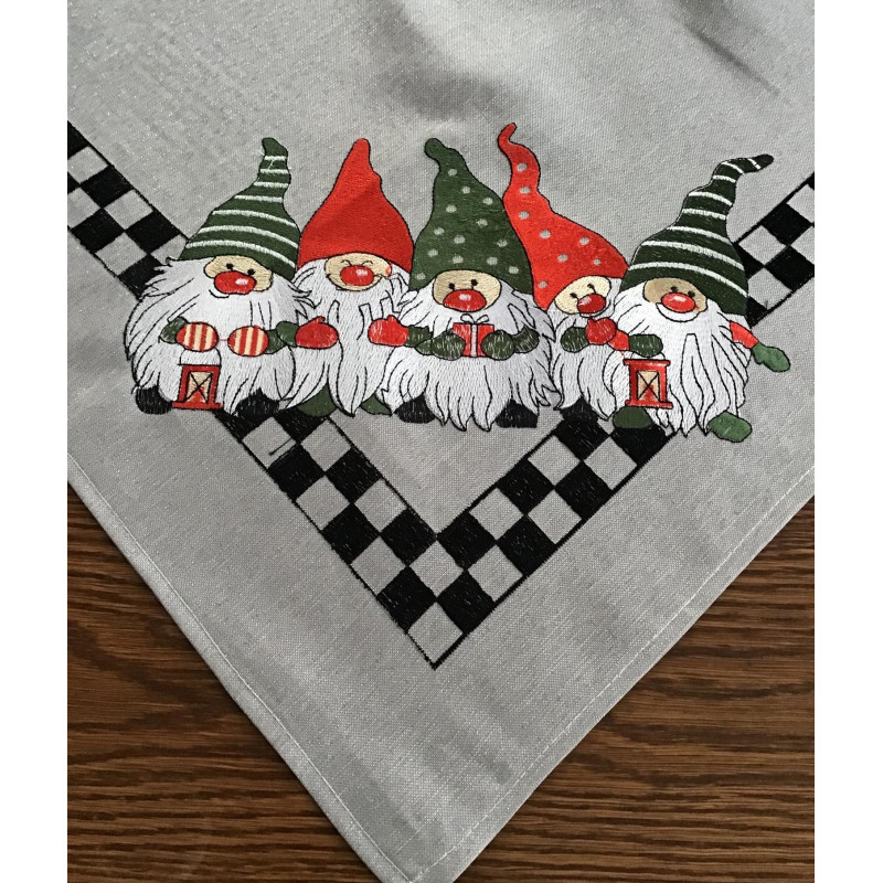 Bieżniki /Serwety Świąteczne Szare Z Haftem Krasnale