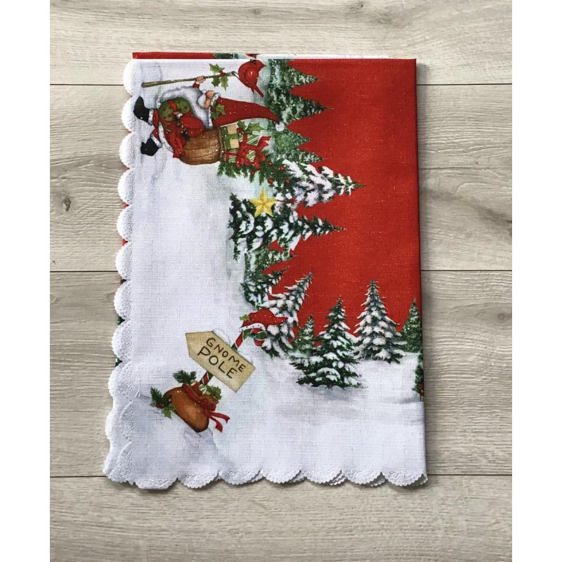 Obrus Świąteczny Z Metalizowaną Nitką Gnomy