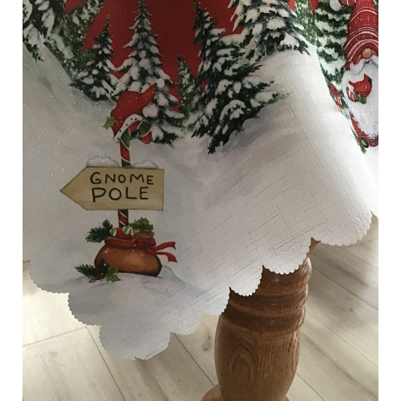 Obrus Świąteczny Z Metalizowaną Nitką Gnomy