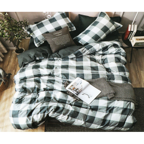 Pościel Dwustronna 100% Bawełna 160/200 4cz Kartonik Kratka