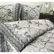 Komplet Pościeli Z Kory 100% Bawełna 220x200cm Szara Kokarda
