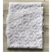 Obrus Biały Okrągły Cały Koronkowy Kwadraty