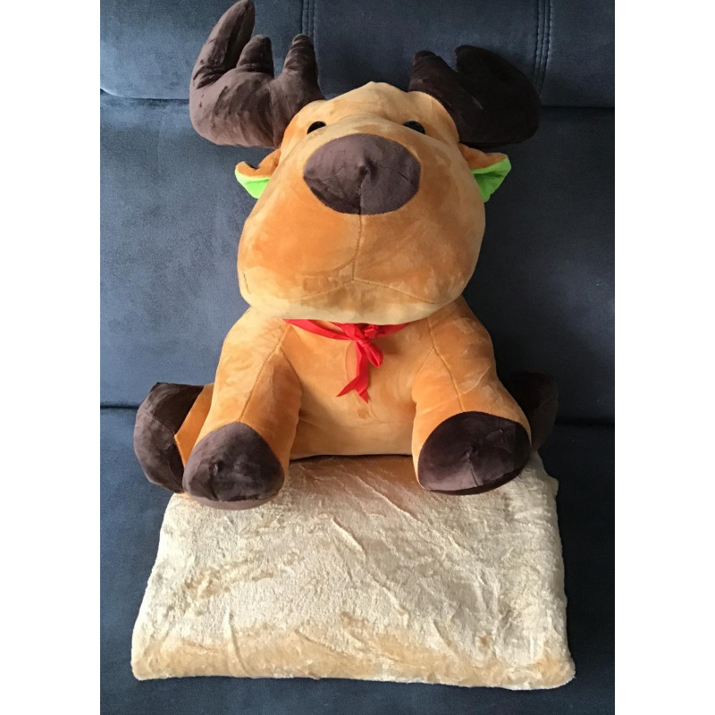 Koc Maskotka 2 W 1 Poduszka Renifer