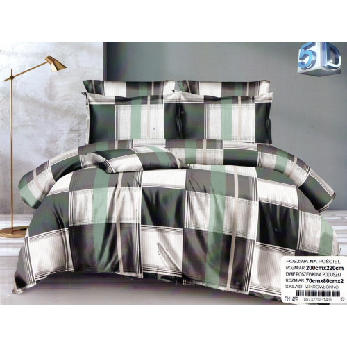Pościel 3D Satyna Bawełniana 220/200 3cz Krata