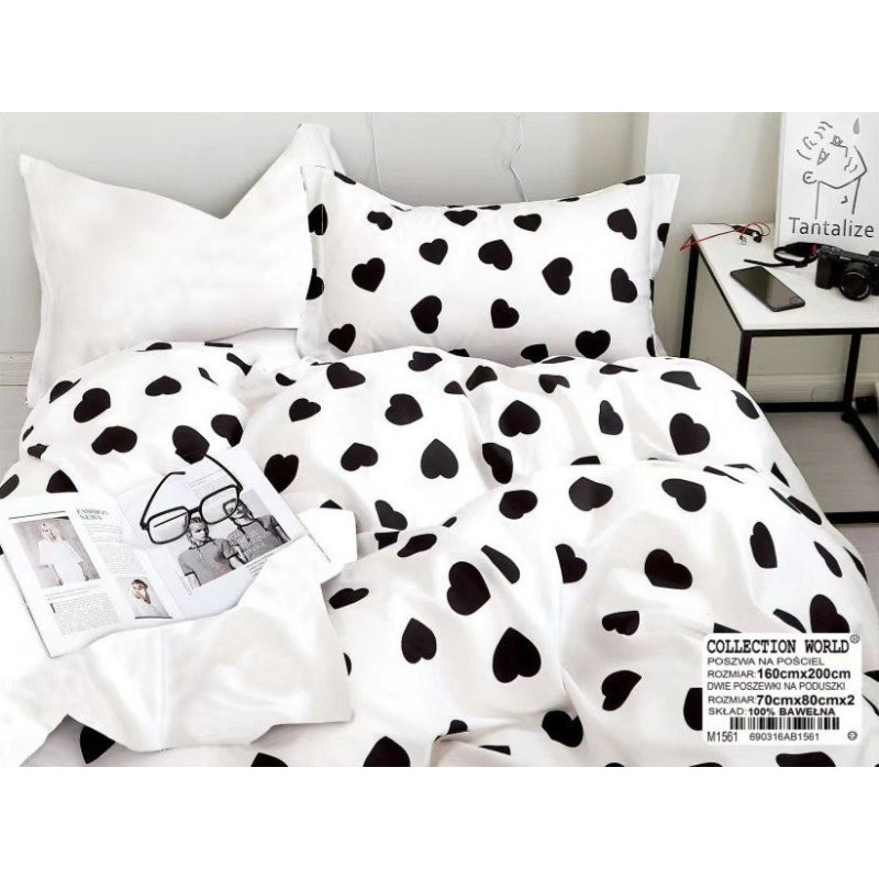 Pościel 160x200 Dwustronna Bawełna Satynowa Collection World Serca