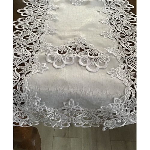 Bieżniki/Serwety Białe Obszyte Gipiurą