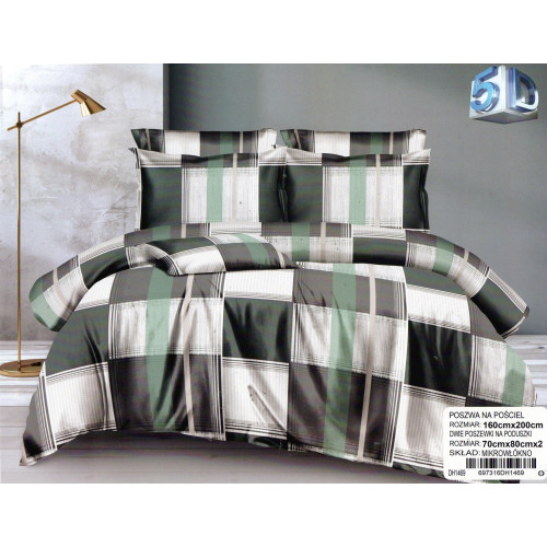 Pościel 3D Satyna Bawełniana 160/200 3cz Krata