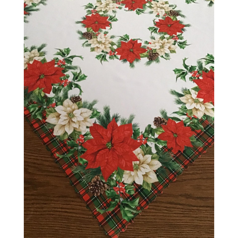 Bieżniki/Serwety Świąteczne Białe Gwiazda Betlejemska I Szkocka Krata