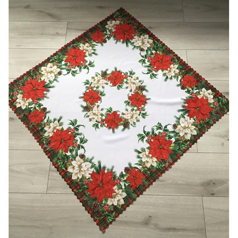 Bieżniki/Serwety Świąteczne Białe Gwiazda Betlejemska I Szkocka Krata