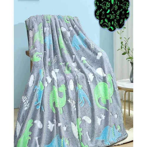 Koc Świecący Mikrofibra 150x200 Kolorowe Dinozaury