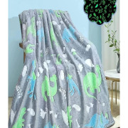 Koc Świecący Mikrofibra 150x200 Kolorowe Dinozaury