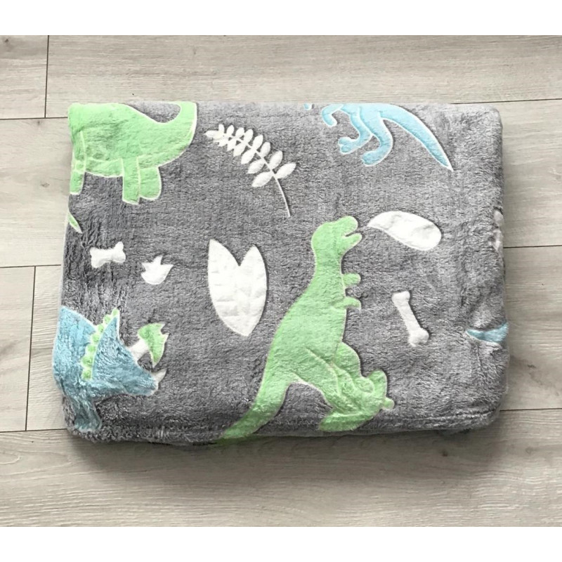Koc Świecący Mikrofibra 150x200 Kolorowe Dinozaury
