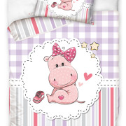 Pościel Bawełniana Dwustronna Do Łóżeczka 100x135 Hipcia Z Kokardką