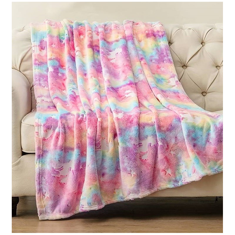 Koc Świecący Mikrofibra 150x200 Konik Na Różowym Tle