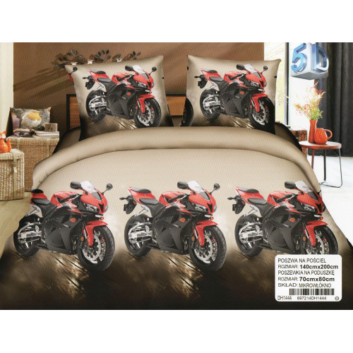 Pościel 3D Satyna Bawełniana 140/200 2cz Motory