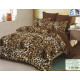 Pościel 3D Satyna Bawełniana 160/200 3cz Panterka Brązowa