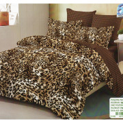 Pościel 3D Satyna Bawełniana 160/200 3cz Panterka Brązowa