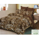 Pościel 3D Satyna Bawełniana 220/200 3cz Panterka Brązowa