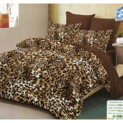 Pościel 3D Satyna Bawełniana 220/200 3cz Panterka Brązowa
