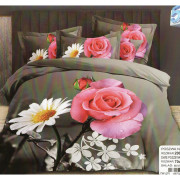 Pościel 3D Satyna Bawełniana 220/200 3cz Kwiaty