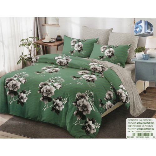 Pościel 3D Satyna Bawełniana 220/200 3cz Kwiaty