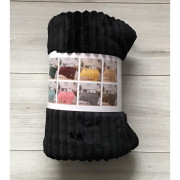 Koc Z Mikrofibry Tłoczony Pasy 160x200cm Czarny