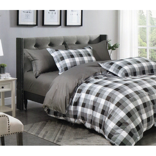 Pościel 160x200 Dwustronna Bawełna Satynowa Collection World Kratka