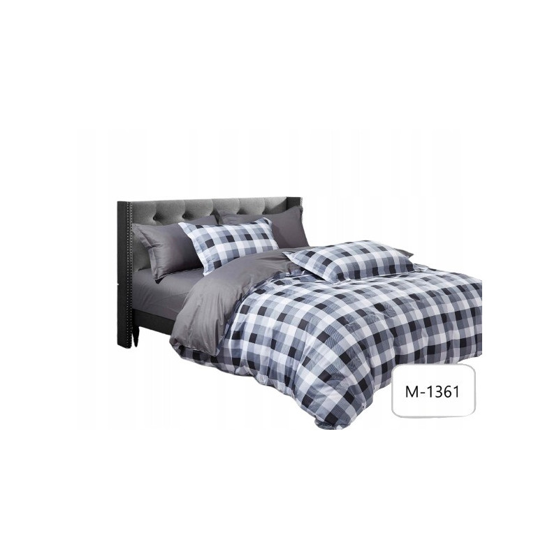 Pościel 160x200 Dwustronna Bawełna Satynowa Collection World Kratka