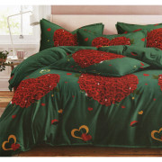Pościel 3D Satyna Bawełniana 160/200 4cz Serca Z Róż