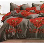 Pościel 3D Satyna Bawełniana 160/200 4cz Serca Z Róż Love