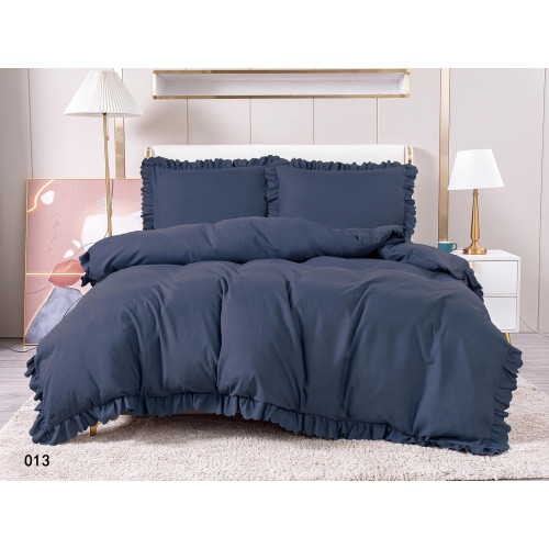 Pościel Z Falbanką Satyna Bawełniana 160x200 3cz Grafit