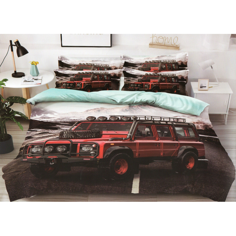 Pościel 3D Satyna Bawełniana 160/200 4cz Samochód