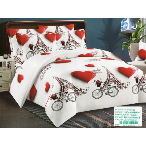 Pościel 3D Satyna Bawełniana 160/200 3cz Love Paris