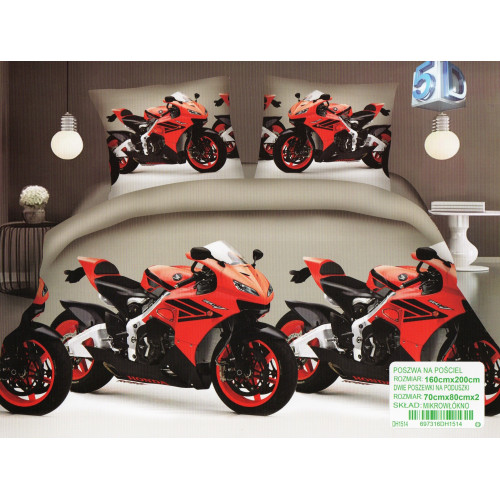 Pościel 3D Satyna Bawełniana 160/200 3cz Motory