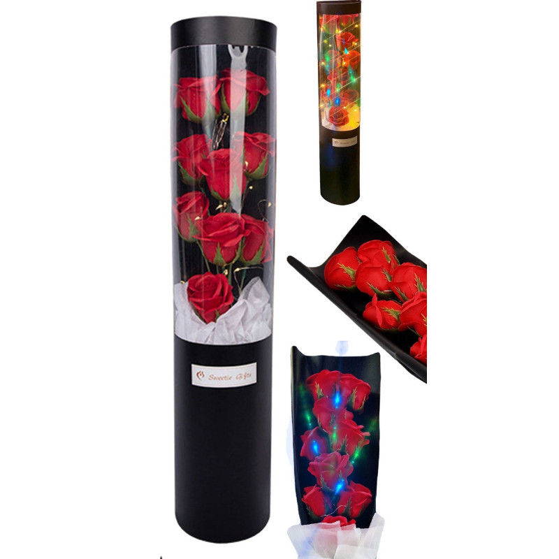 Bukiet Róż Świecący Led Na Prezent Czerwone