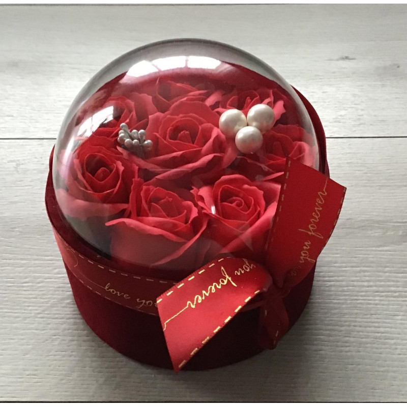 Flower Box Mydlany Bukiet Czerwone Róże