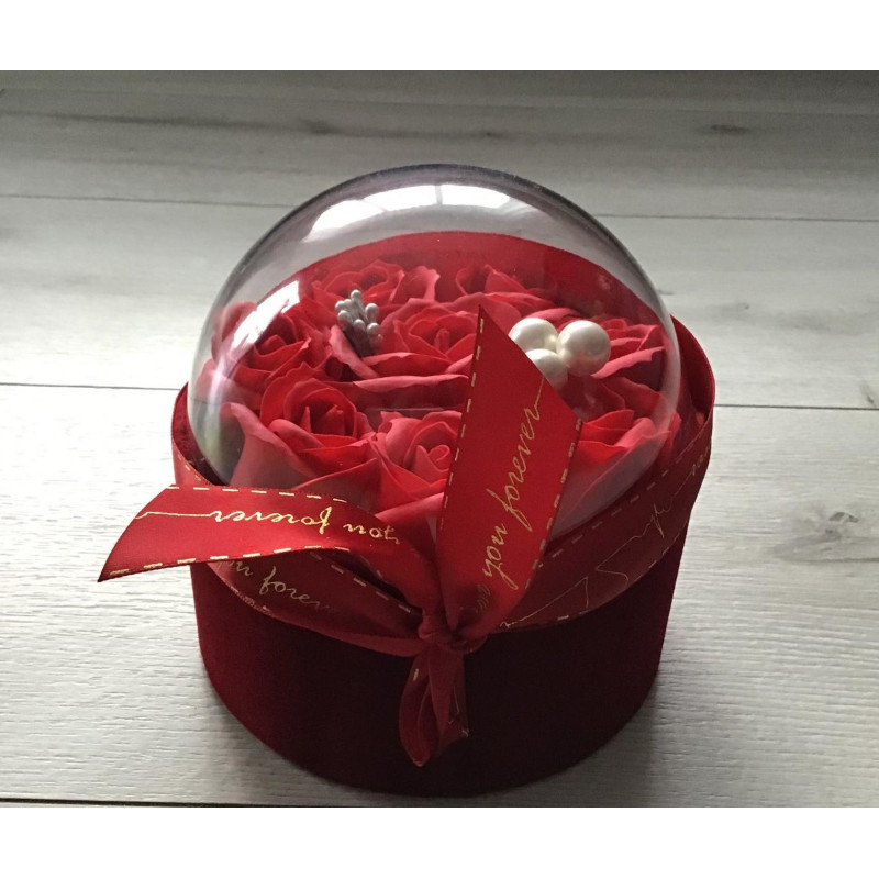 Flower Box Mydlany Bukiet Czerwone Róże