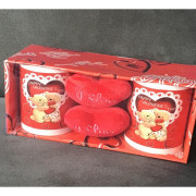 Zestaw 2 Kubków Ceramicznych Z Serduszkami Prezent Dla Zakochanych