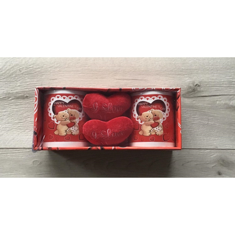 Zestaw 2 Kubków Ceramicznych Z Serduszkami Prezent Dla Zakochanych