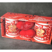 Zestaw 2 Kubków Ceramicznych Z Serduszkami Prezent Dla Zakochanych