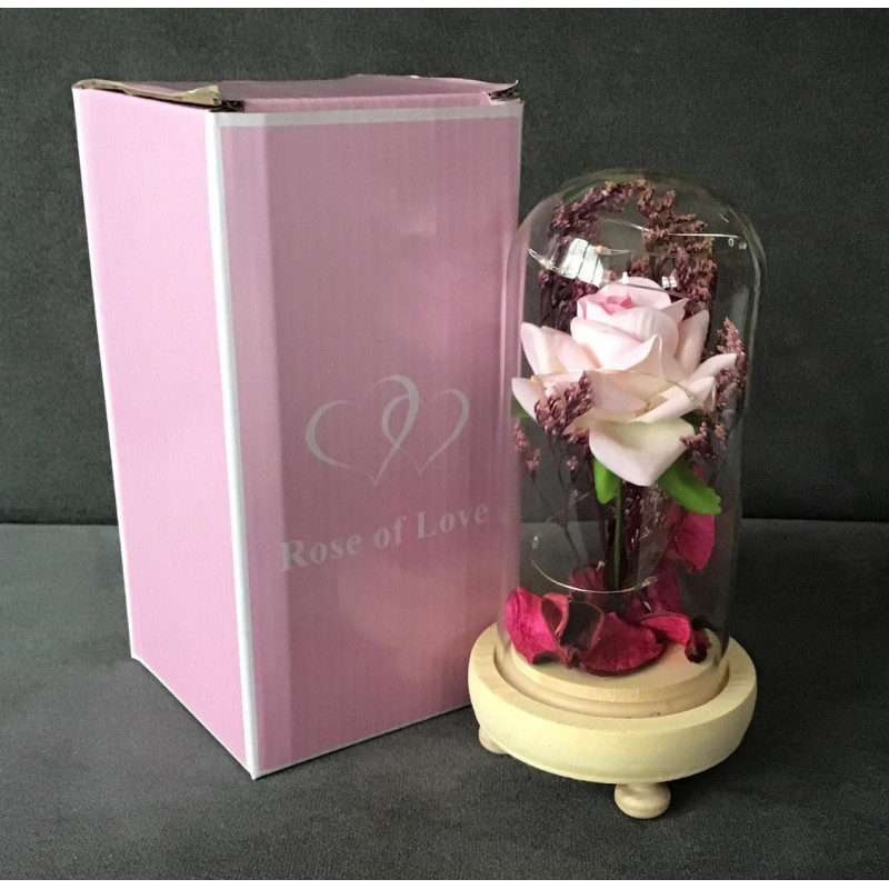 Wieczna Róża W Szkle Świecąca Led Prezent