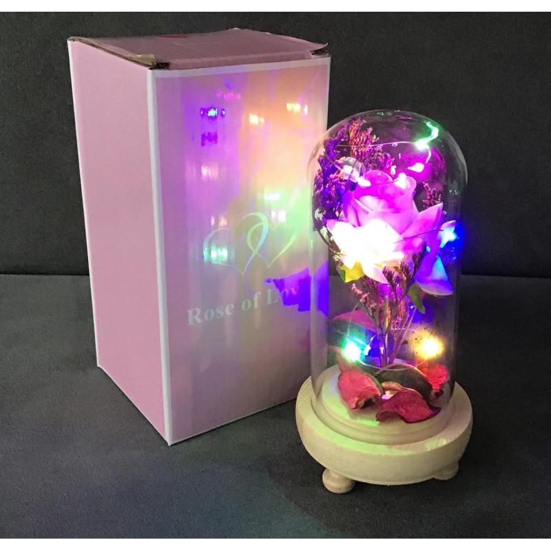 Wieczna Róża W Szkle Świecąca Led Prezent