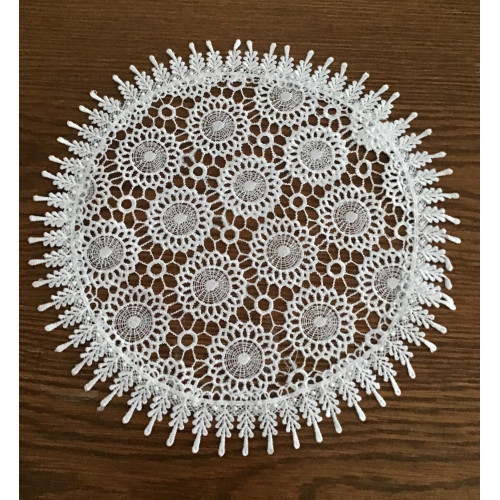 Serwetka Okrągła Koronkowa Biała