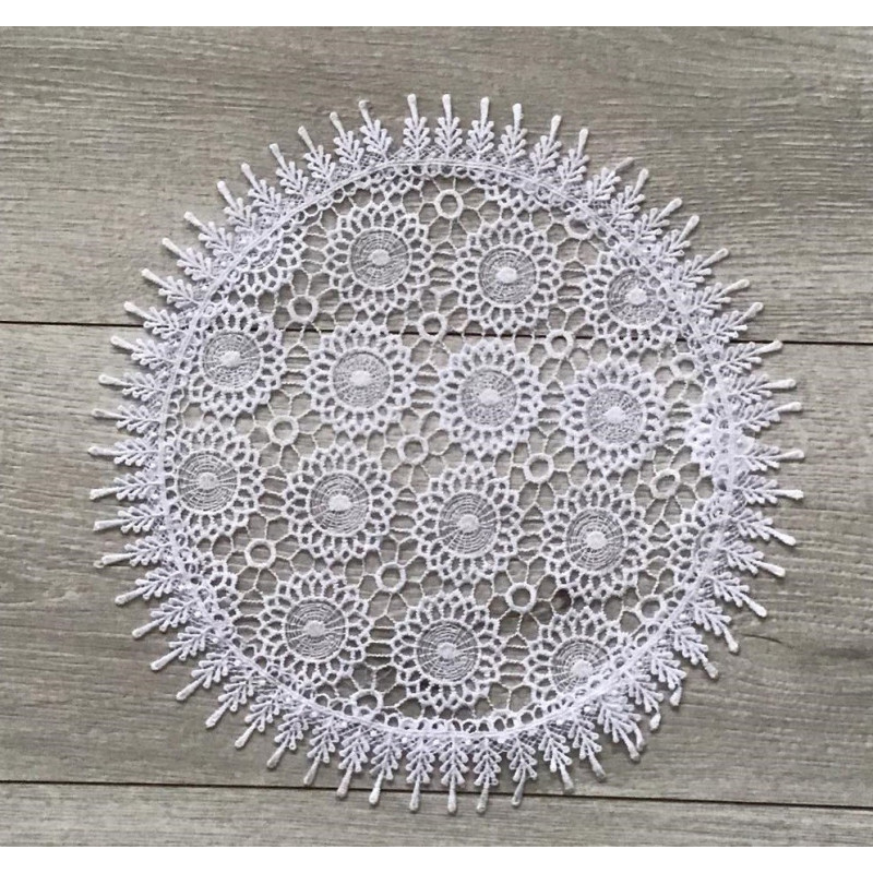 Serwetka Okrągła Koronkowa Biała
