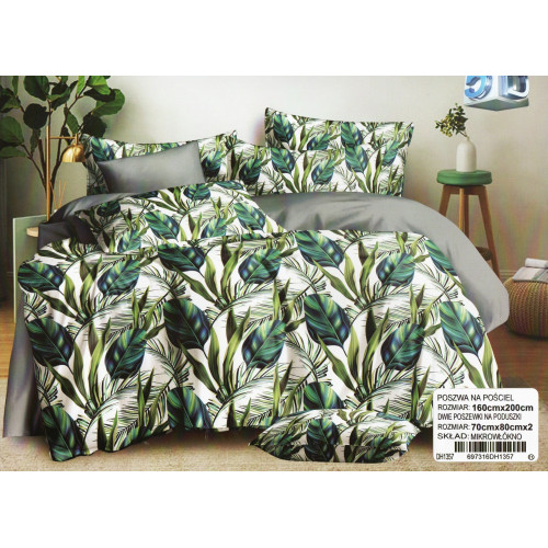 Pościel 3D Satyna Bawełniana 160/200 3cz Liście