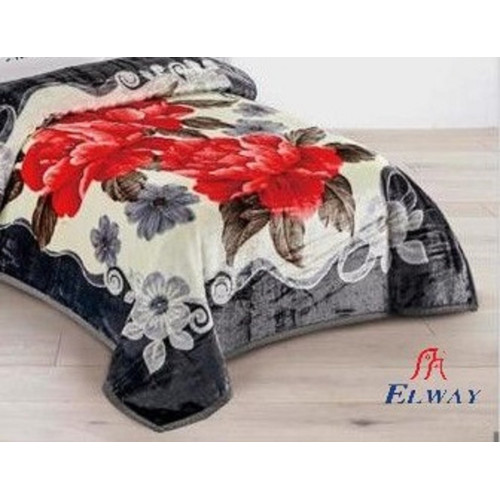 Koc Elway Gruby 160/210cm Kwiaty Czerwone